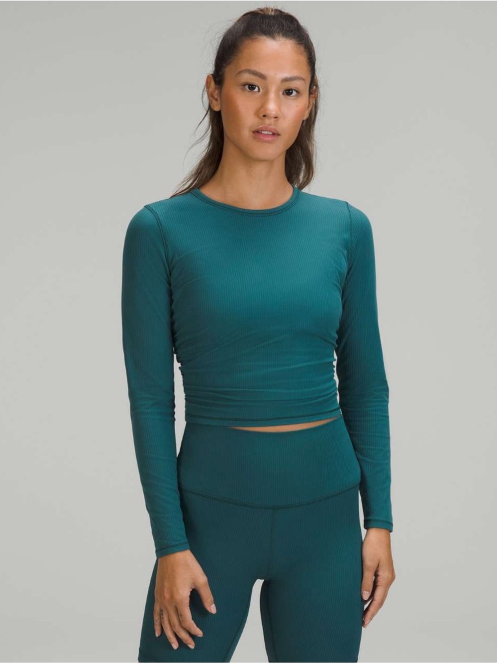 25. Lululemon All It Takes Long Sleeve Shirt *Ribbed Nulu - Green Jasper